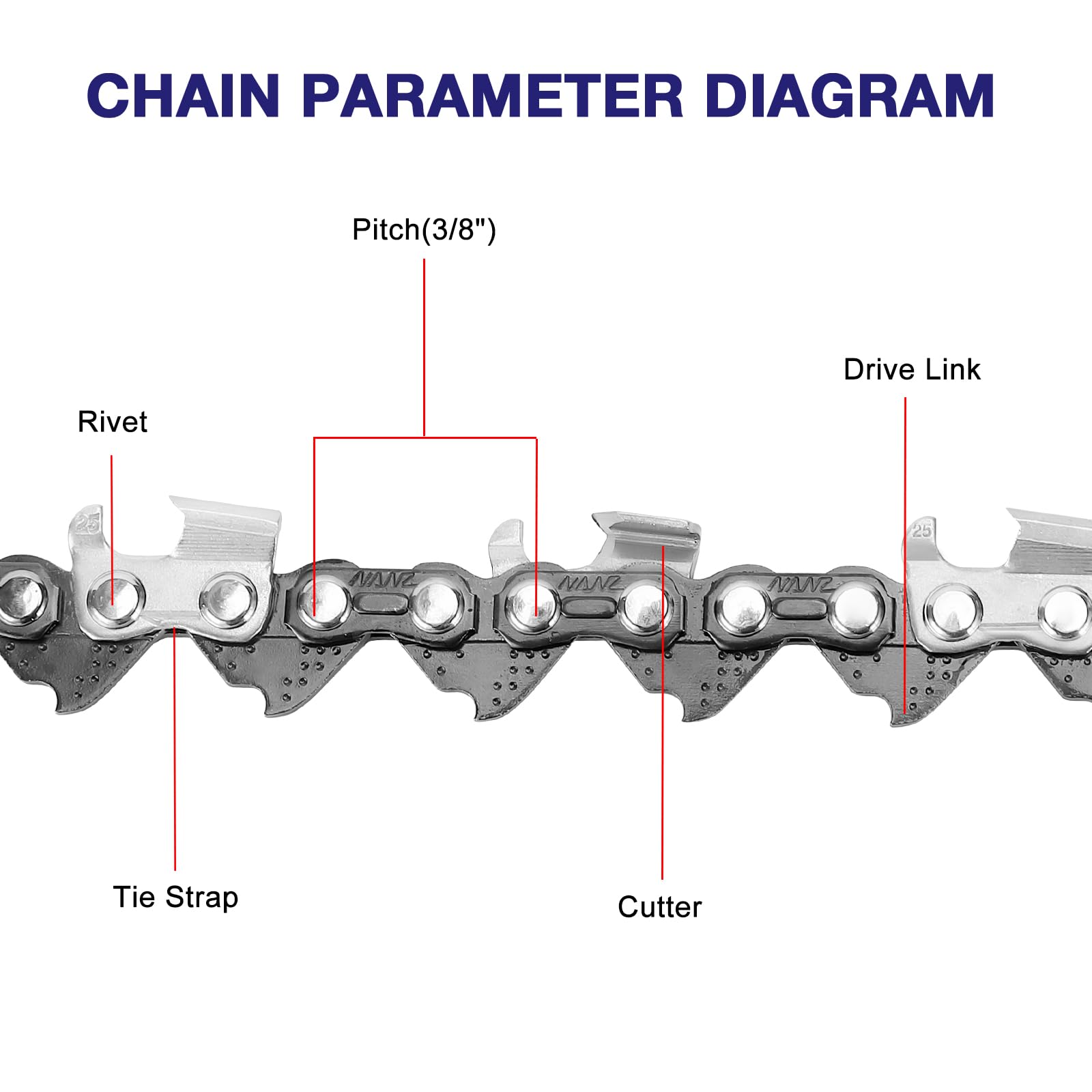 FUNKYWOO side profile showing 76 drive links and hardened rivets for durable connection