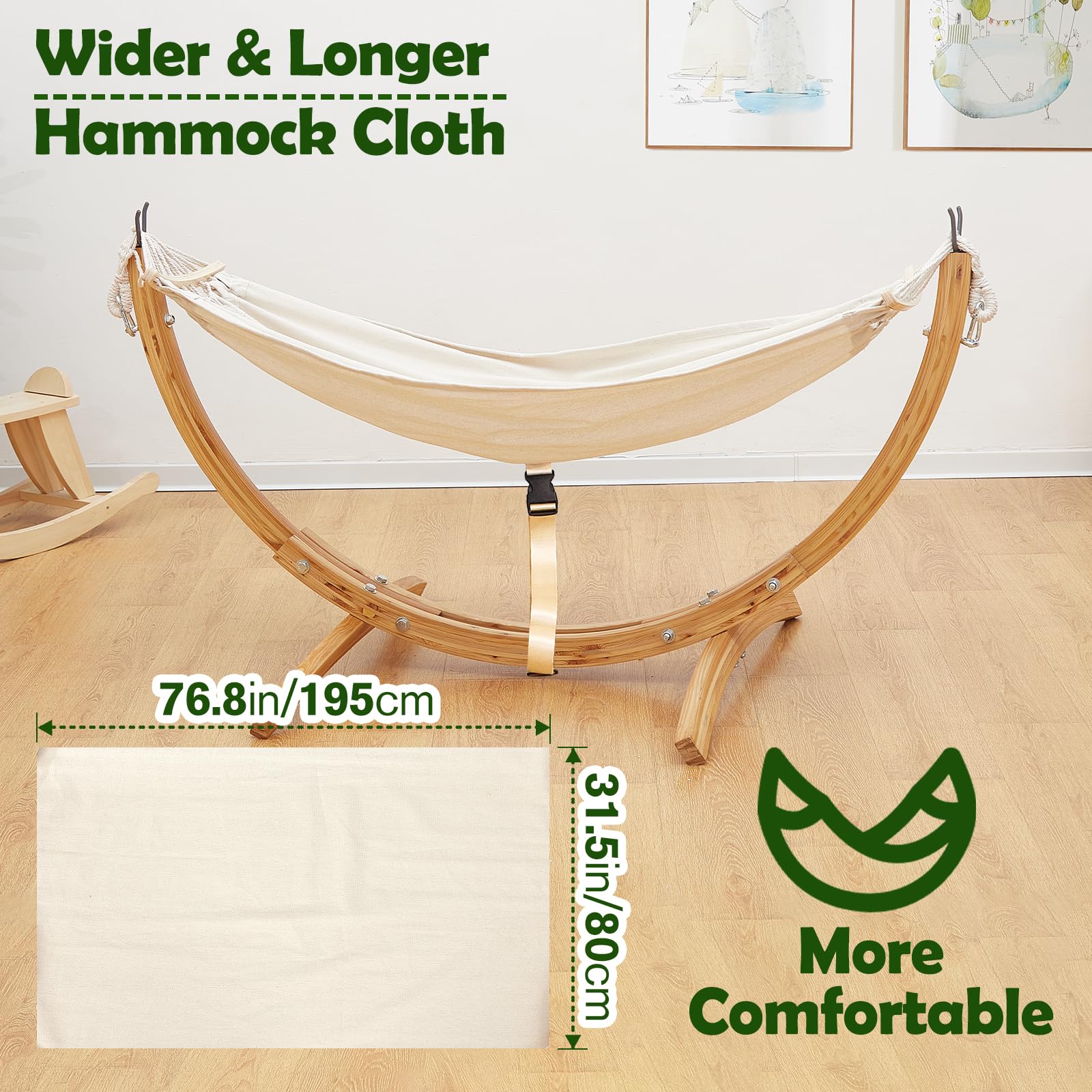 FUNLIO hammock next to ruler showing dimensions for easy sizing and planning