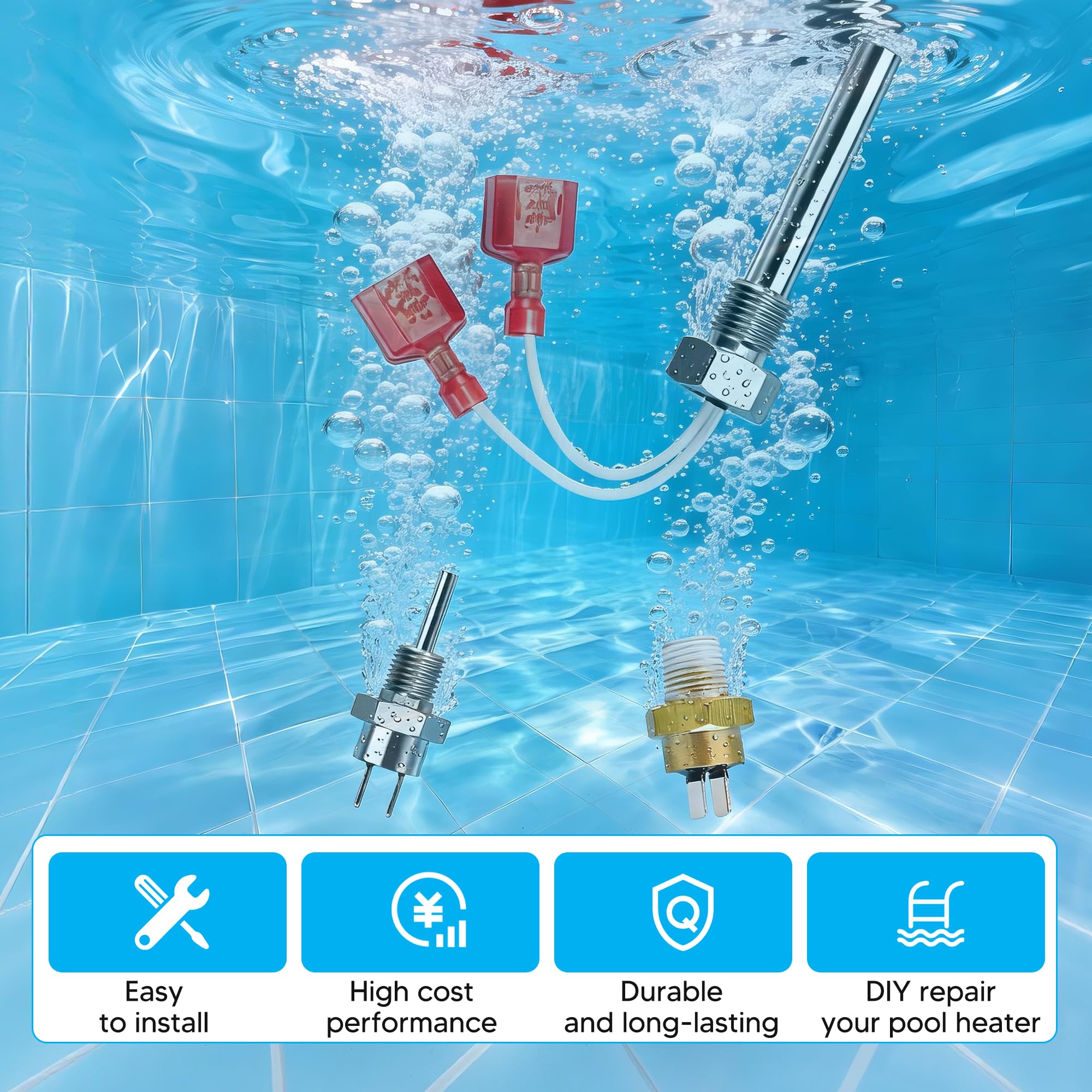 Funmit 42002-0024S stack flue sensor probe close-up showing stainless steel construction