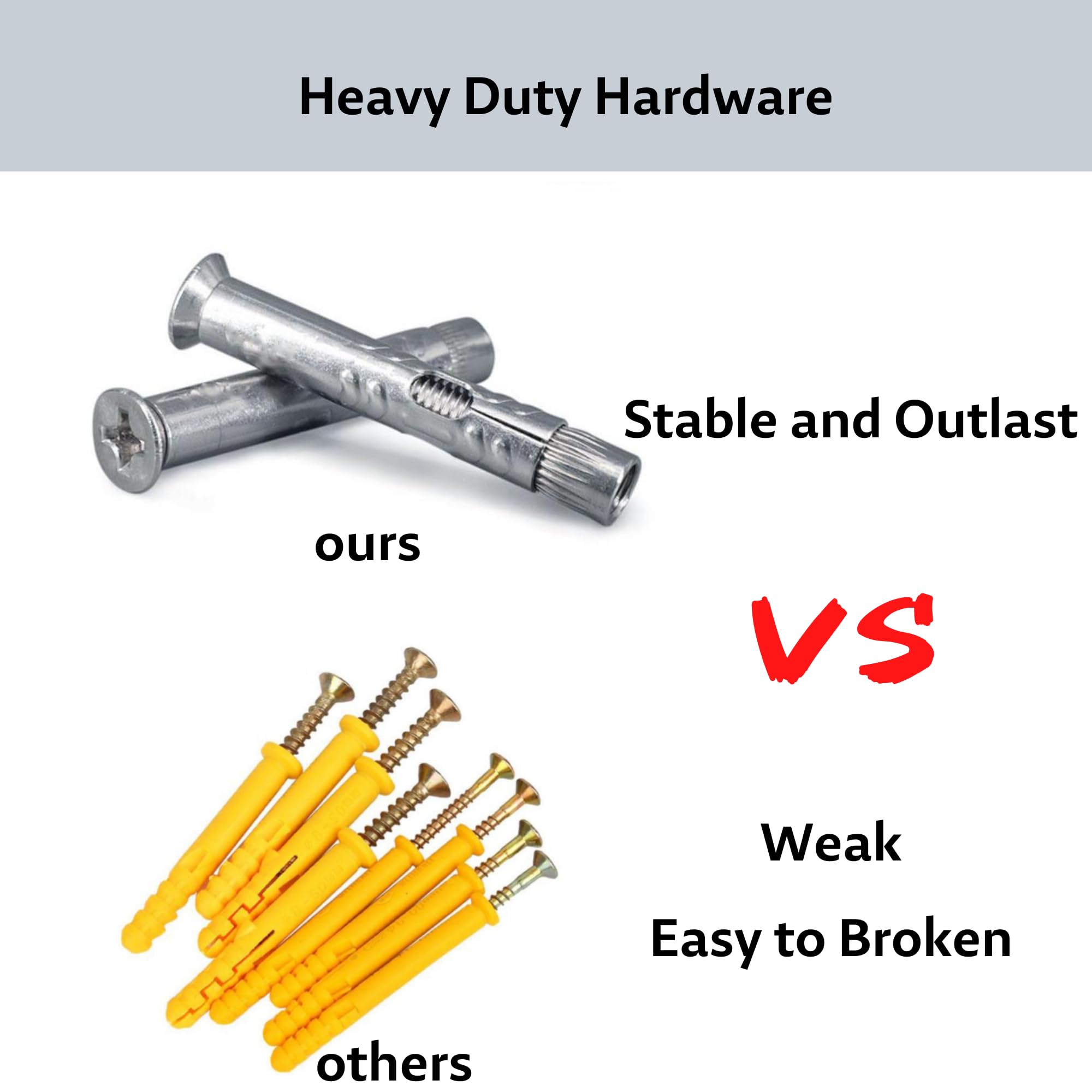 FUNNANS spread of included anchors and screws showing full kit benefit: ready installation