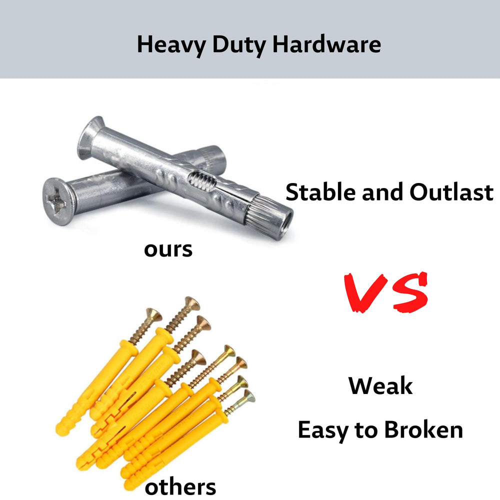 FUNNANS spread of included anchors and screws showing full kit benefit: ready installation