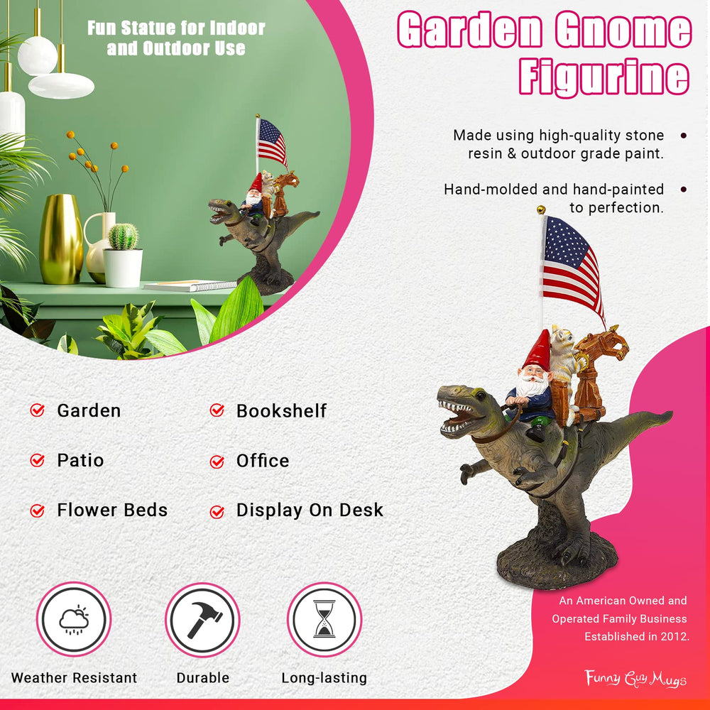 Funny Guy Mugs gnome holding removable flag for easy seasonal styling
