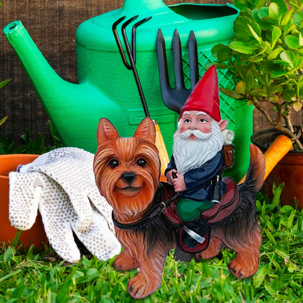 Funny Guy Mugs gnome and Yorkie side detail highlighting sculpted texture and stability