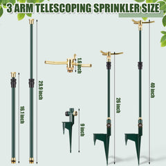 Funnymoom close-up of brass nozzles and three rotating arms demonstrating even water distribution benefit