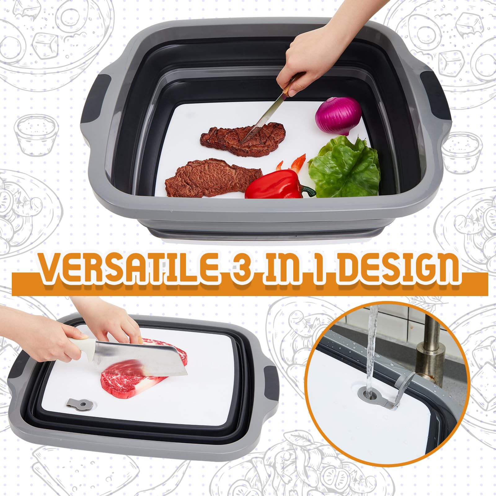 Funnymoom cutting board placed on lid offering hygienic prep surface and less cleanup