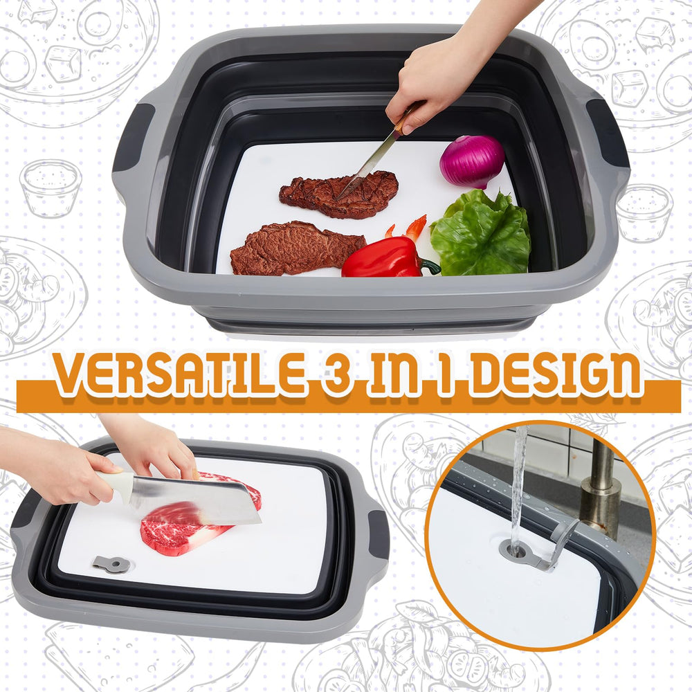 Funnymoom cutting board placed on lid offering hygienic prep surface and less cleanup