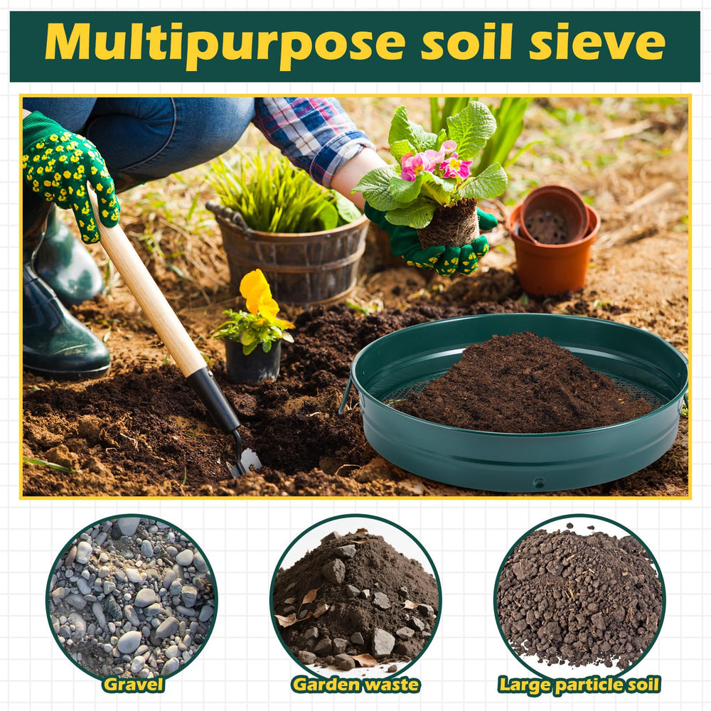 Funnymoom being used to sift soil showing faster, cleaner potting preparation