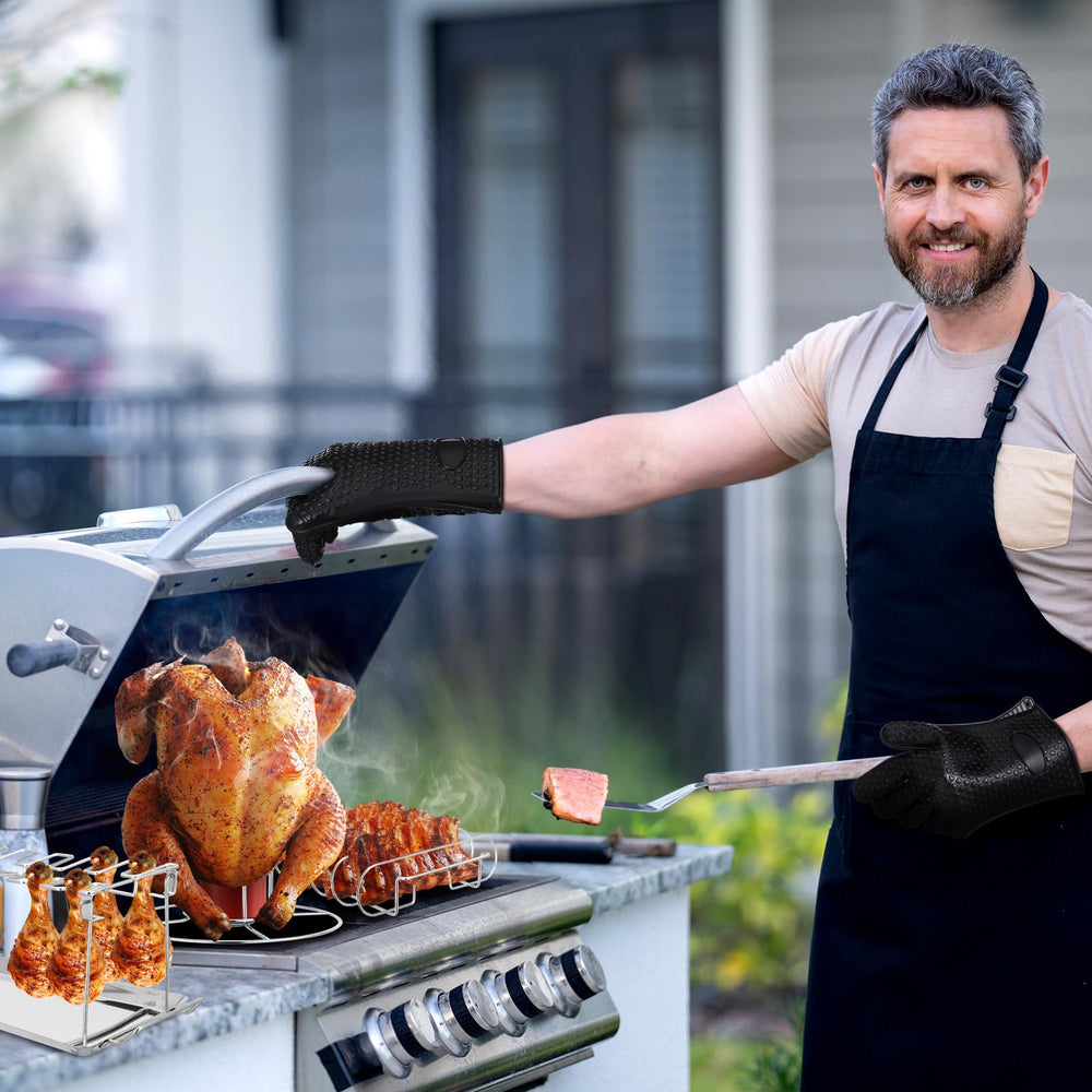 Funnymoom rib rack holding ribs upright for even heat distribution