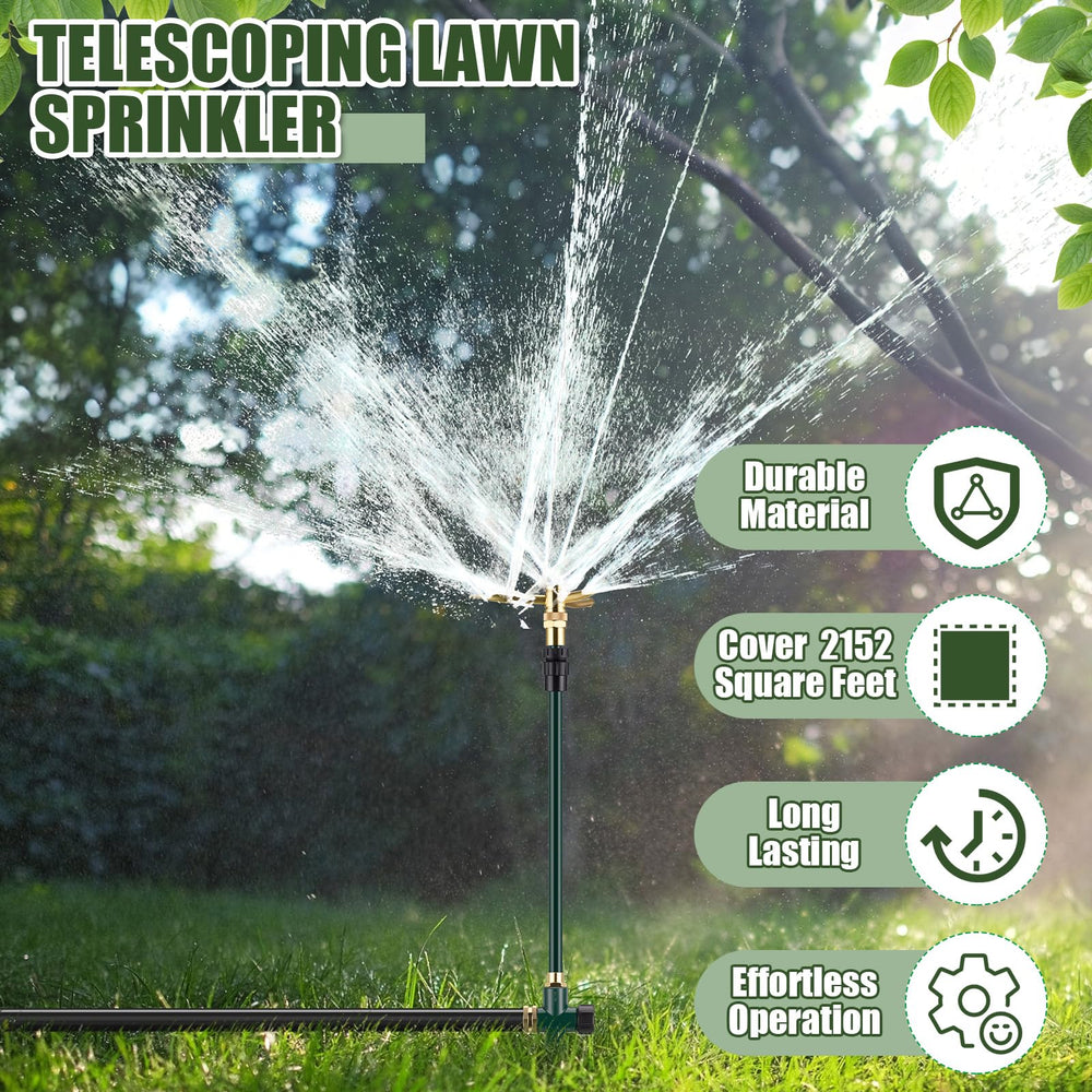 Funnymoom sprinkler next to ruler showing scale and precise reach measurement benefit