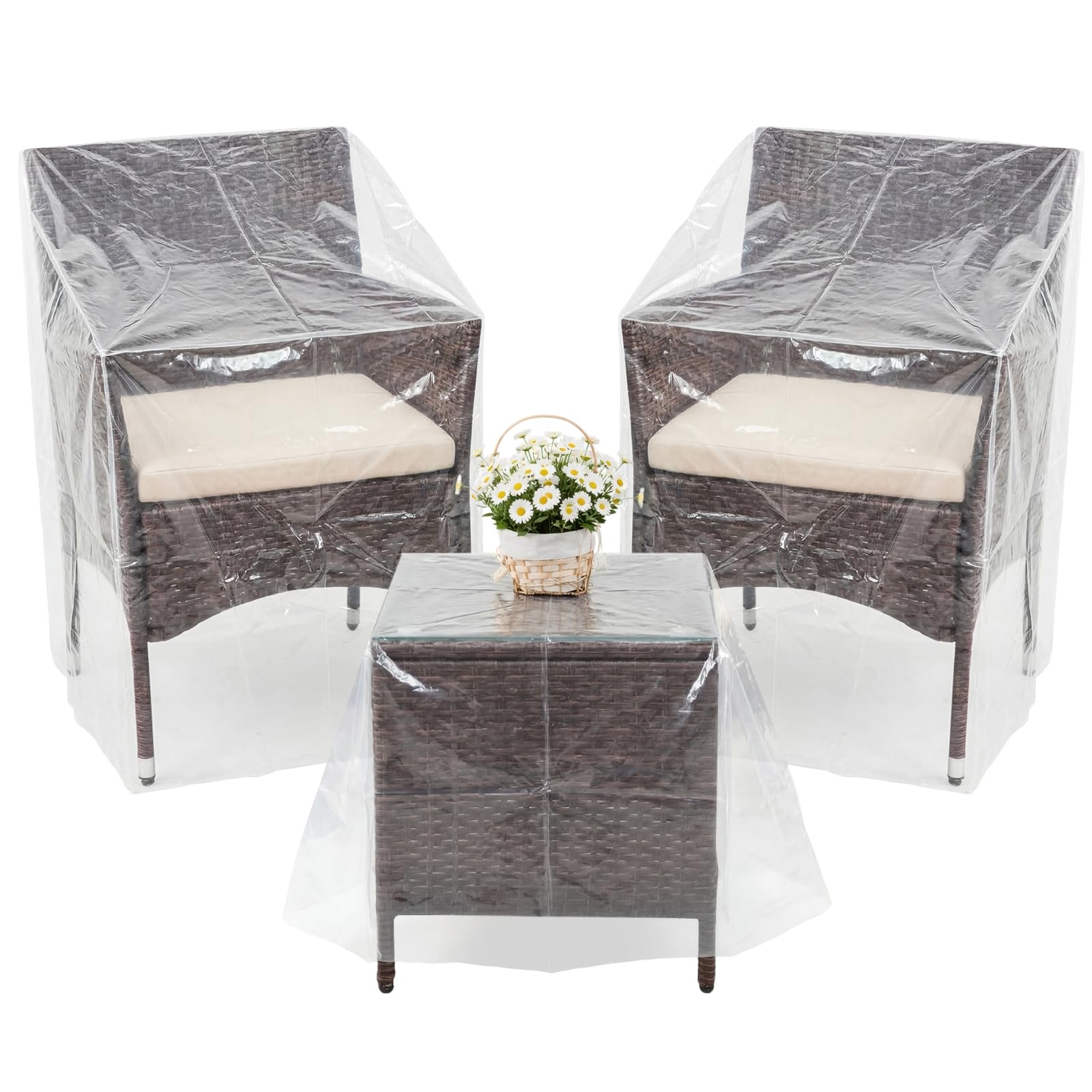FunooFuno front view showing covered armchair and table protecting furniture