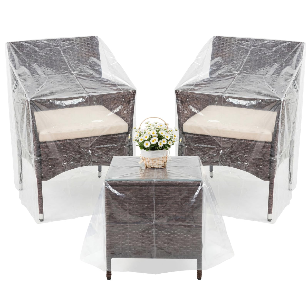 FunooFuno front view showing covered armchair and table protecting furniture