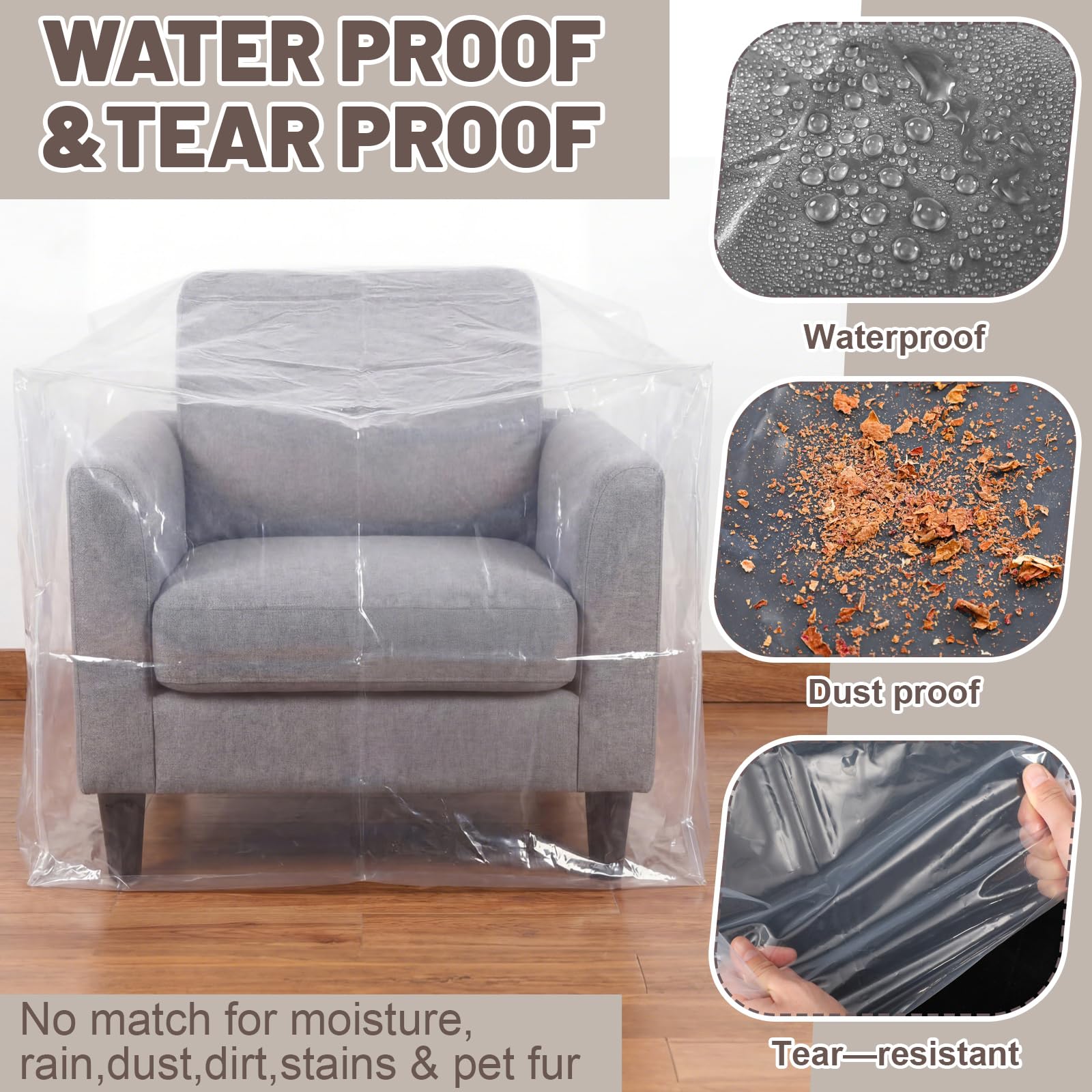 FunooFuno size comparison next to chair showing cover dimensions for fit