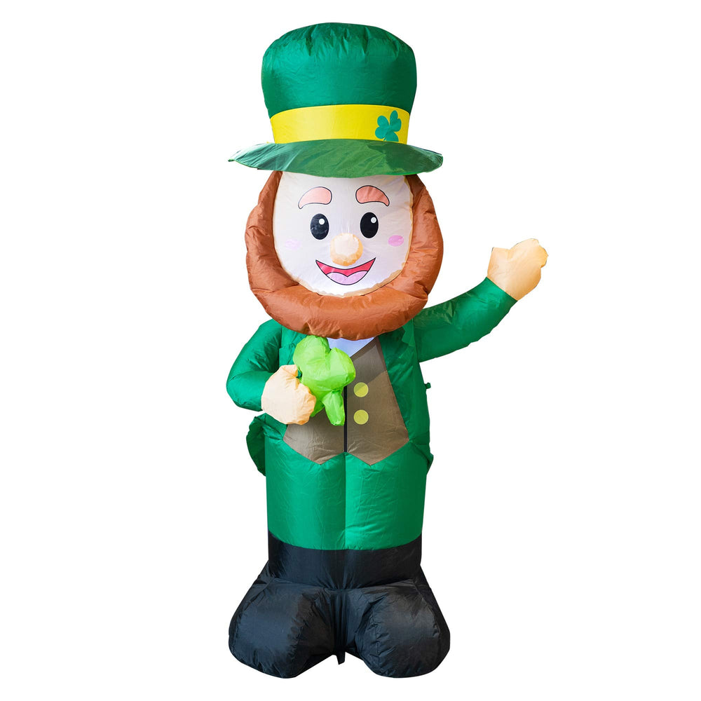 FUNPENY front view of 4ft leprechaun showing cheerful pose and visibility