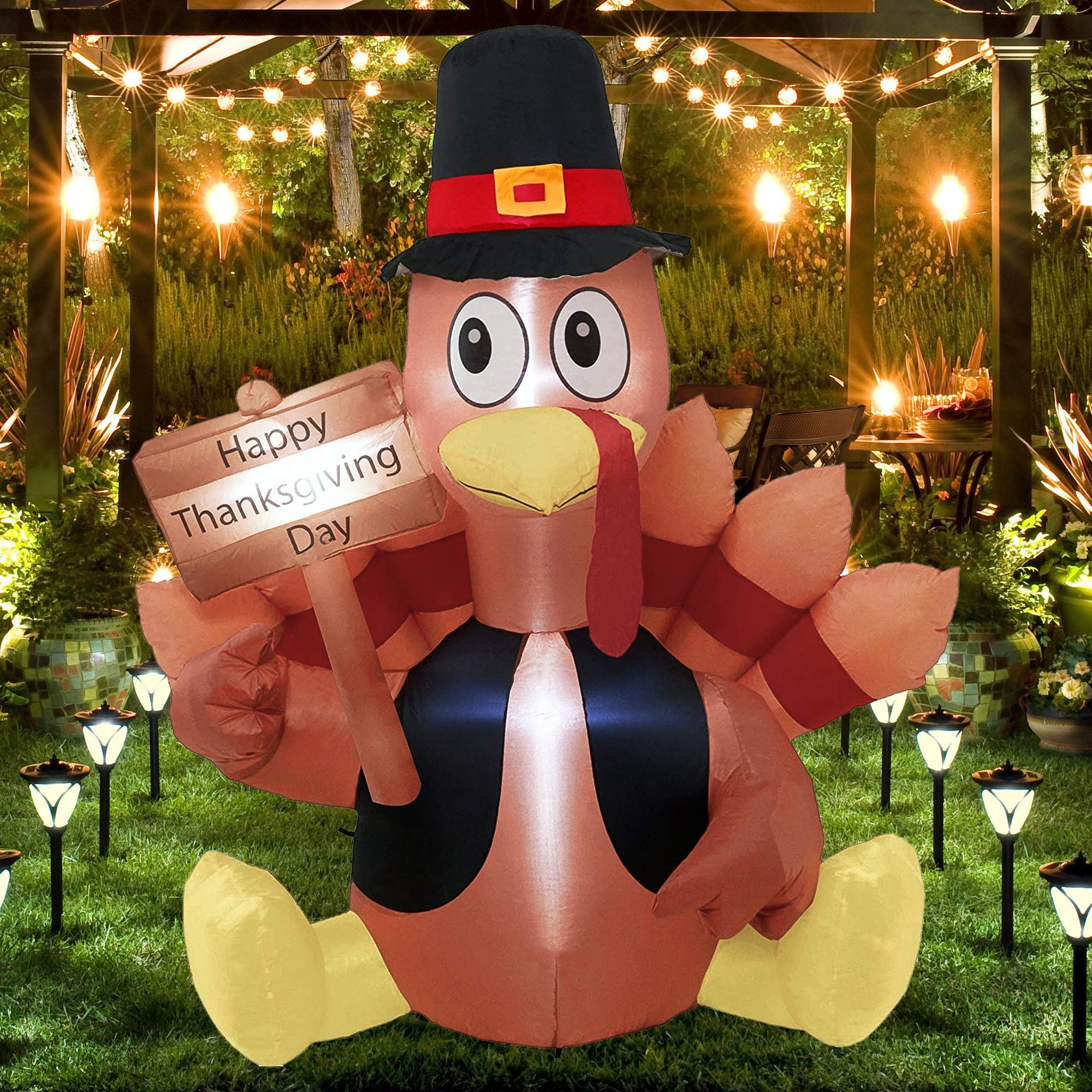 FUNPENY turkey glowing with internal LED lights to brighten evening yard displays