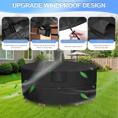 Funshot photo of snap and adjustable strap securing cover against wind