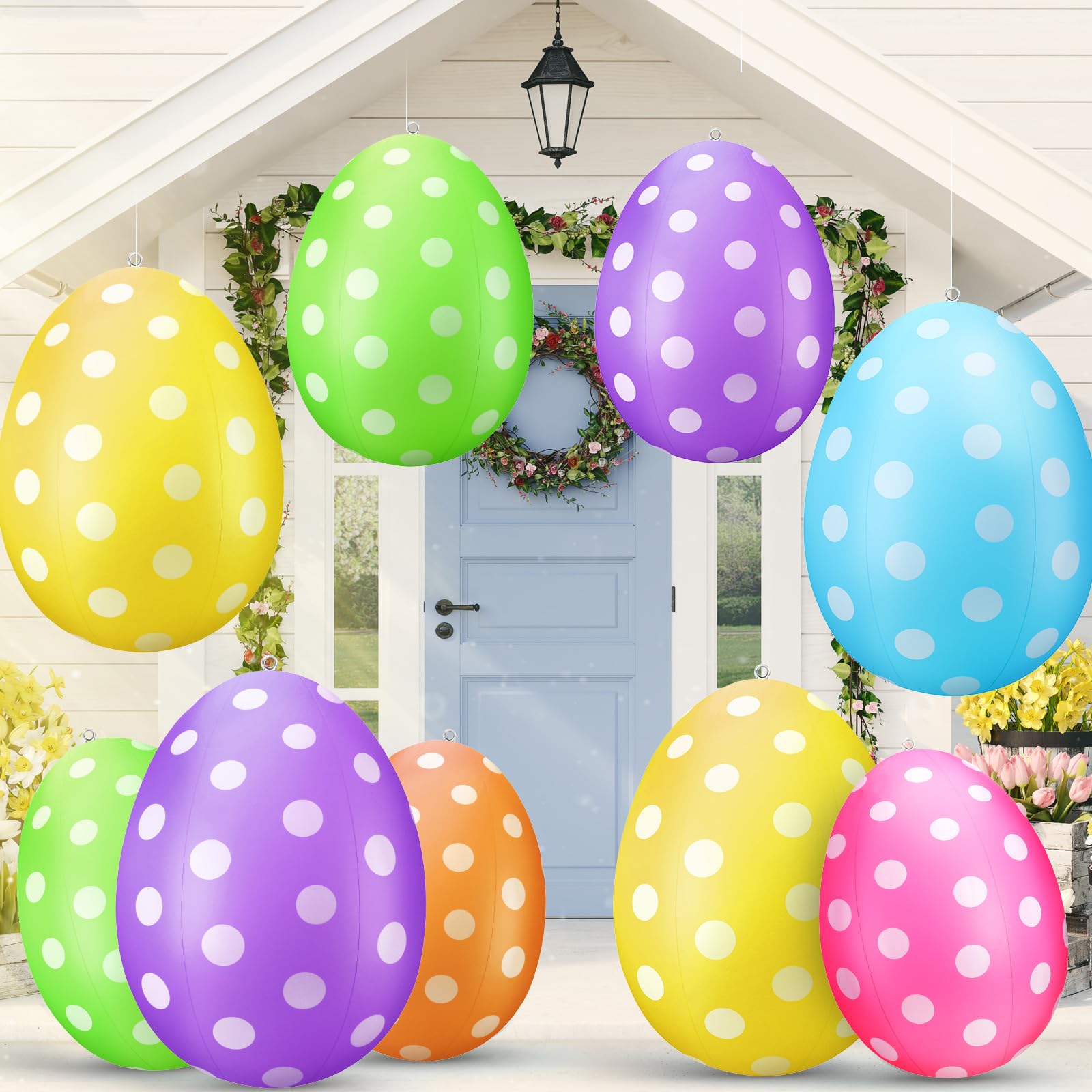 Funtery festive party scene with eggs creating playful photo backdrop