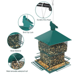 FUNWILDLIFE bird-shaped safety latch secures lid to deter squirrels