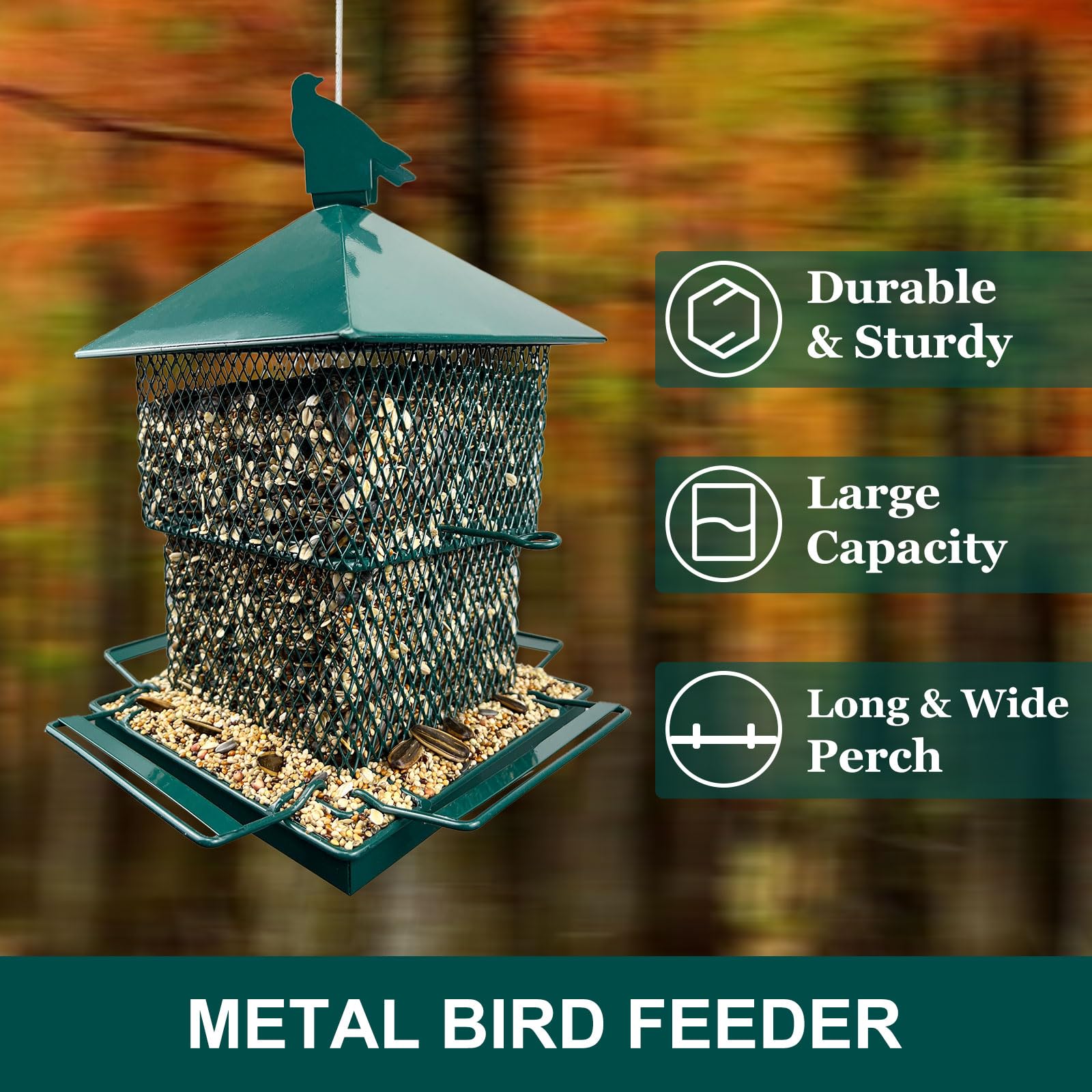 FUNWILDLIFE metal finish close-up showing chew-resistant weatherproof surface