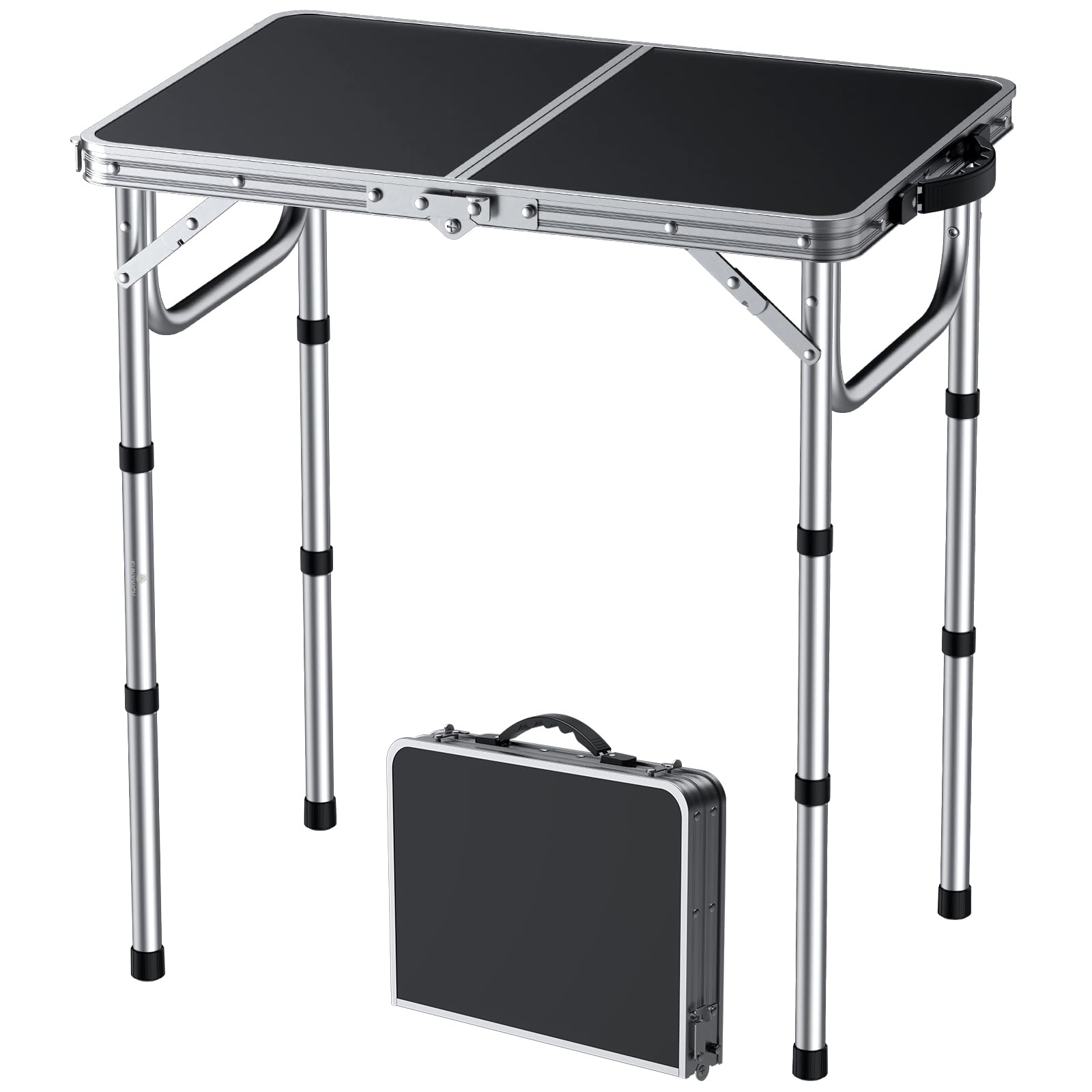FUNYKICH front view folded table showing compact carry case and portability