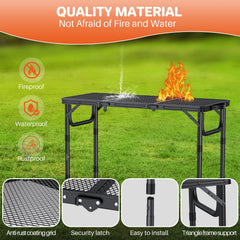 FUNYKICH high position beside grill for safe hot-surface staging