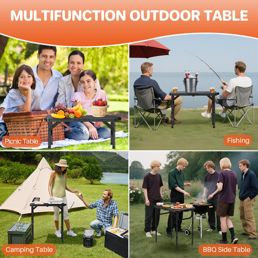 FUNYKICH table in use at a picnic, stable surface for dining and outdoor activities