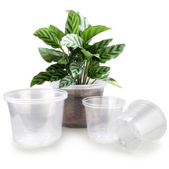 FUOAUYK front view of nine clear nursery pots showing sizes and usability