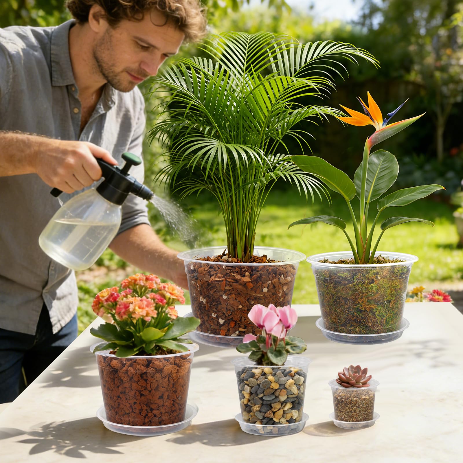 FUOAUYK saucer catching runoff on table for cleaner indoor watering