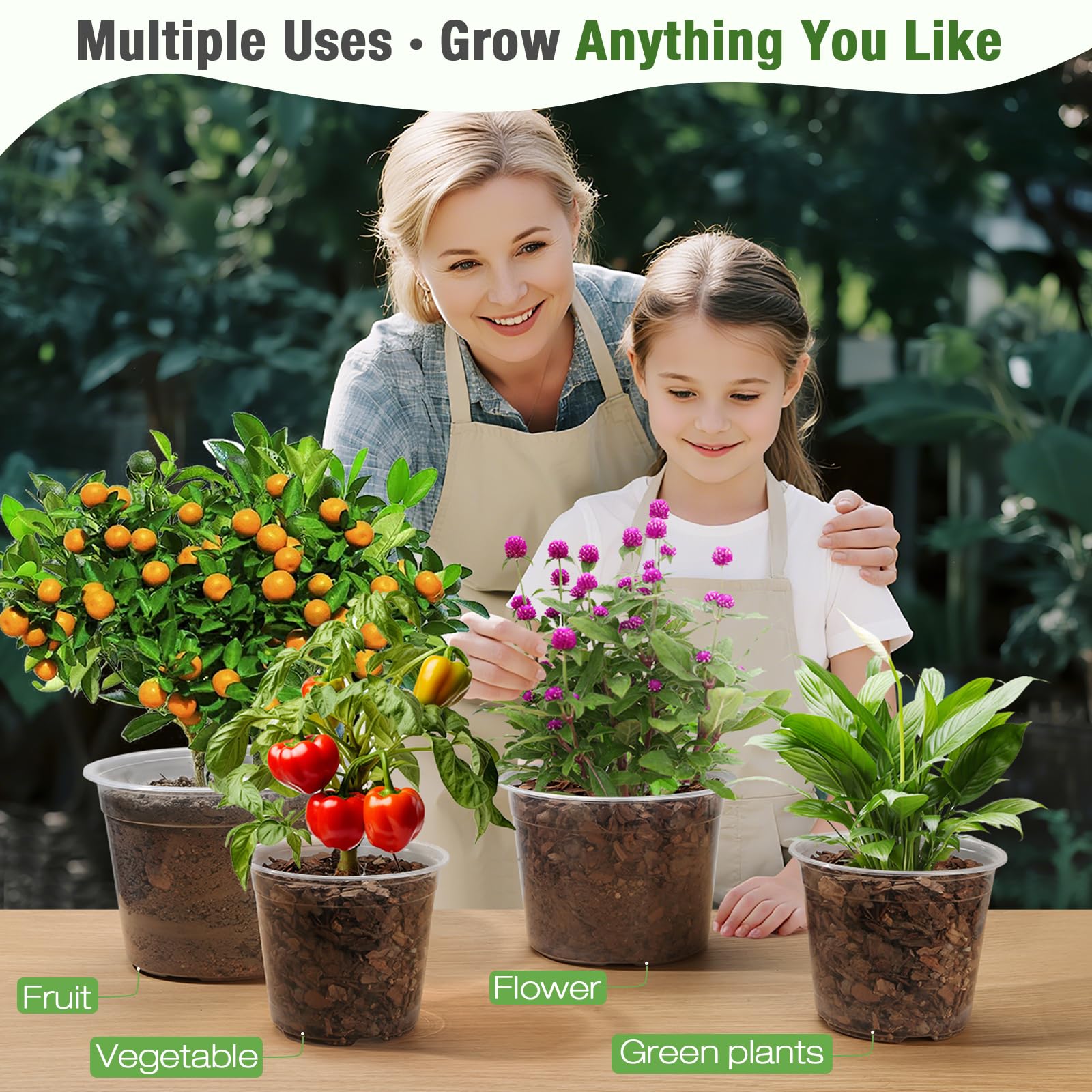 FUOAUYK pot next to hand and ruler showing scale to choose the right size for plants