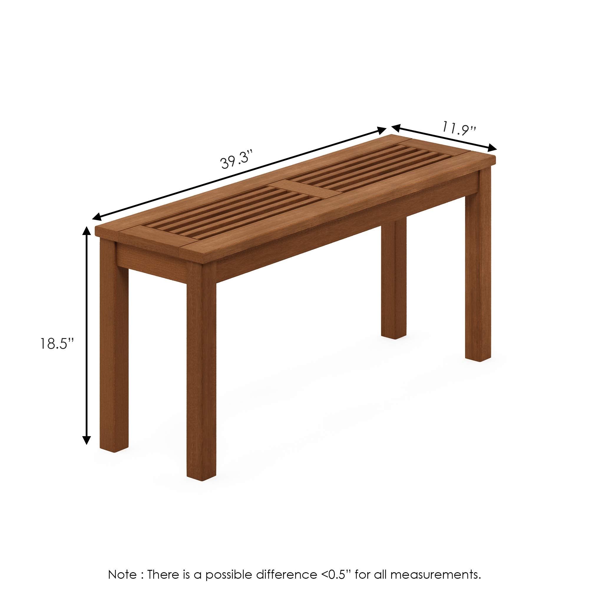 Furinno bench placed on patio demonstrating casual outdoor use