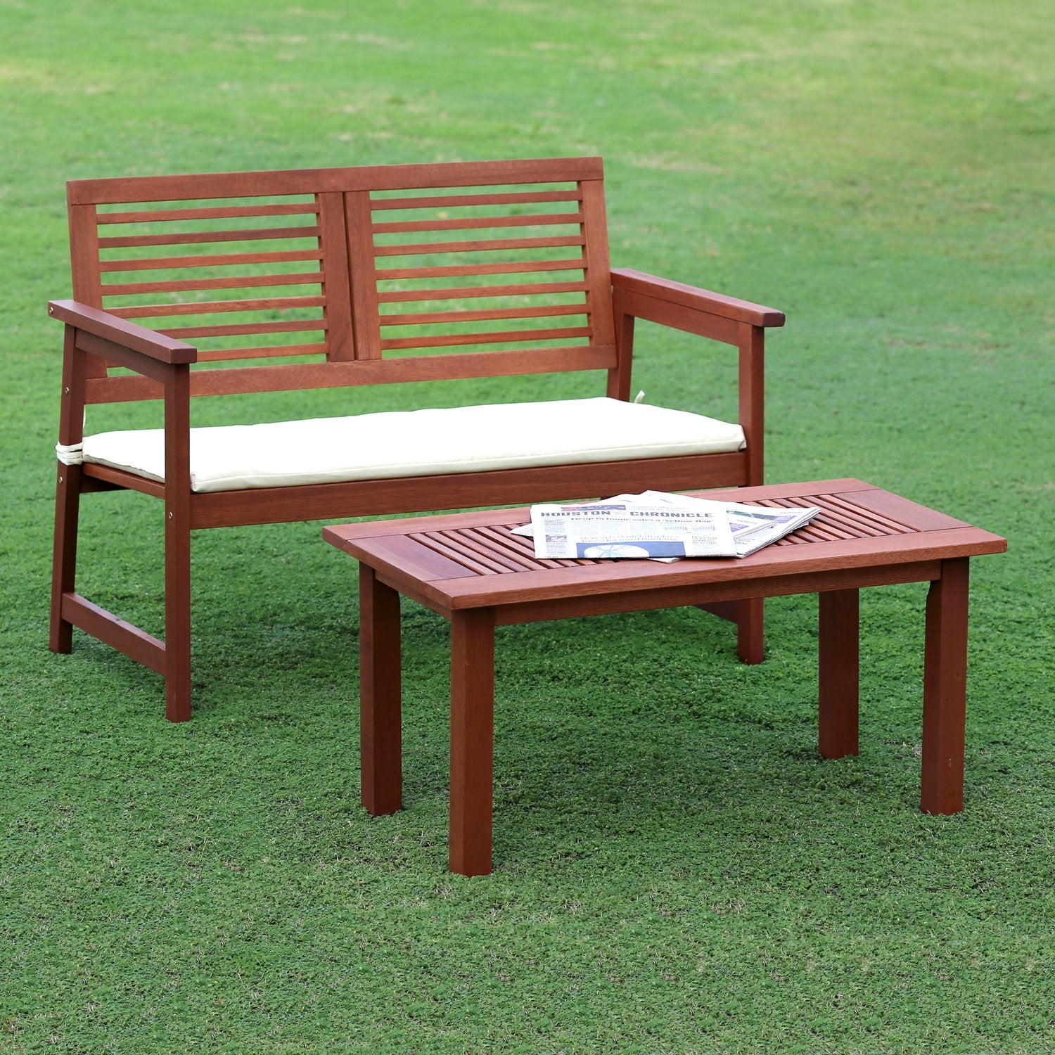Furinno TIOMAN close-up of meranti wood grain and teak oil finish protection