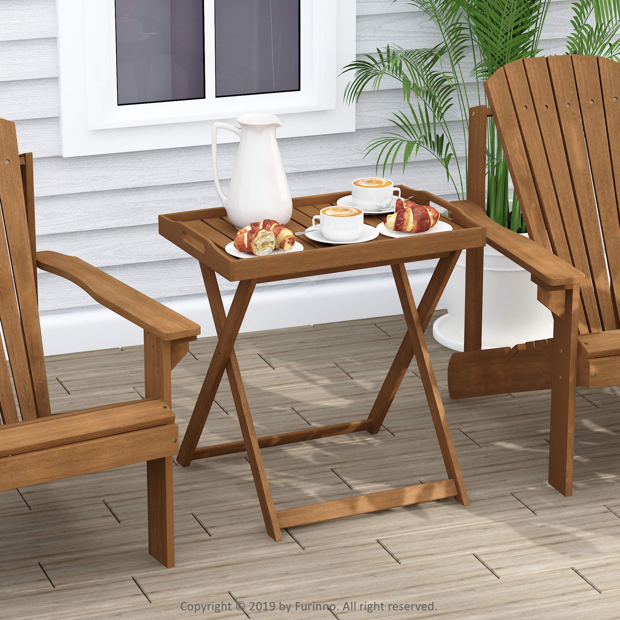 Furinno TIOMAN teak-oil finish texture illustrating weather-resistant protection