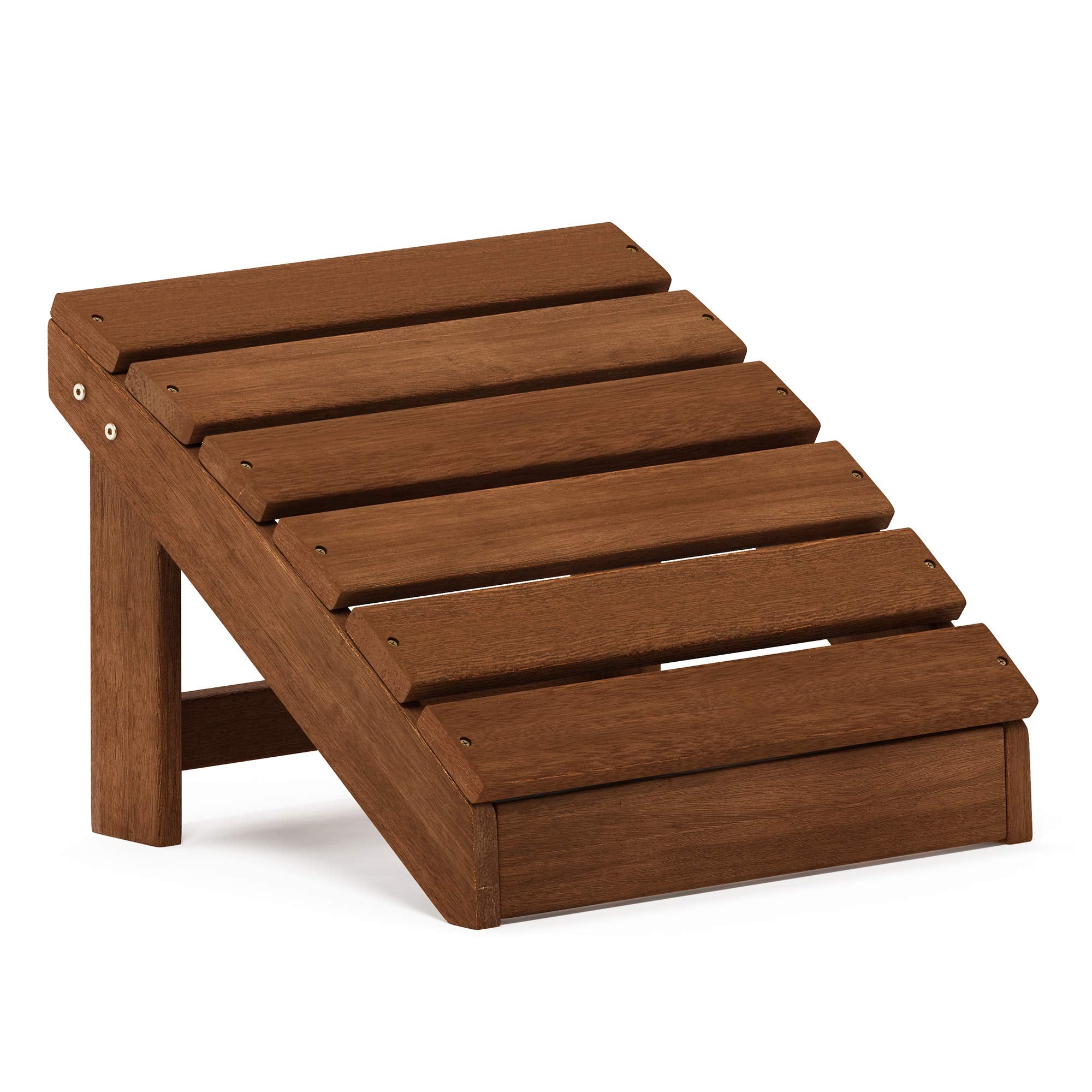 Furinno Tioman footstool front view showing natural wood and ergonomic slope for comfort