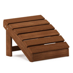 Furinno Tioman footstool front view showing natural wood and ergonomic slope for comfort