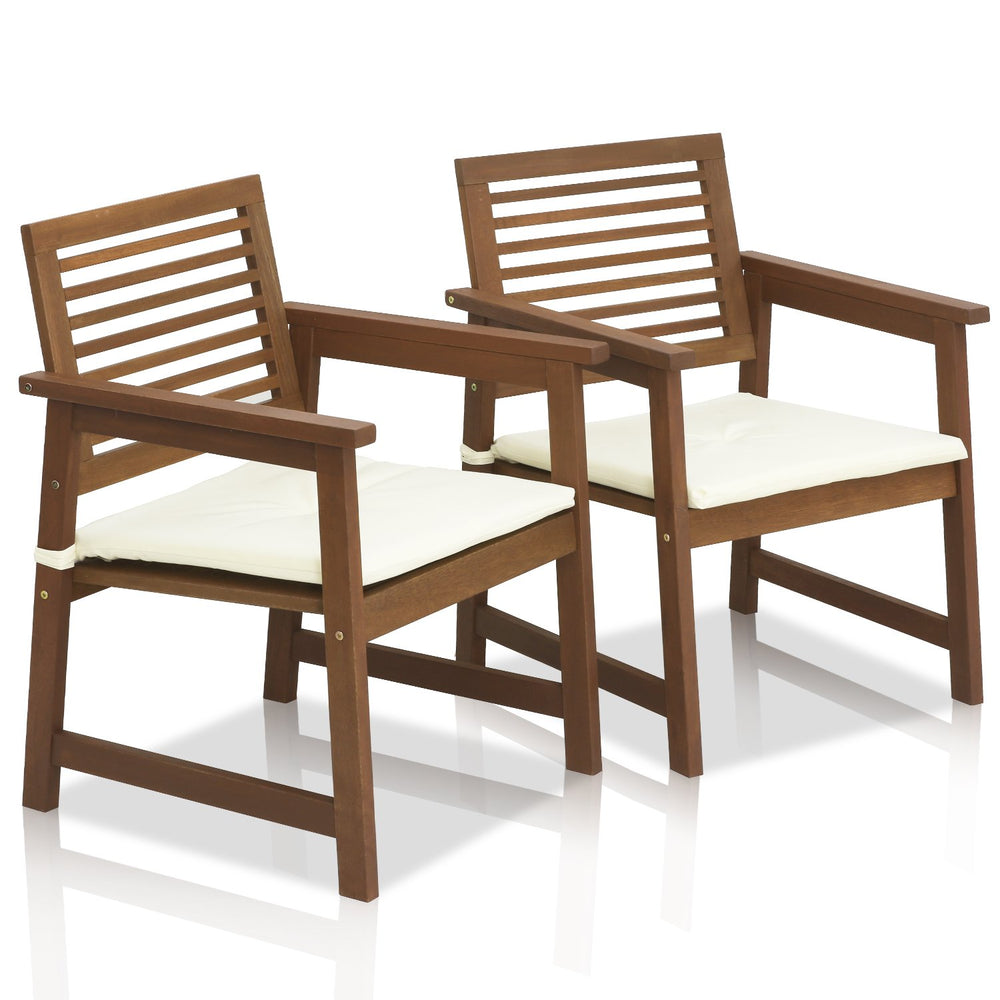 Furinno Tioman front view set of two chairs showing balanced seating and style