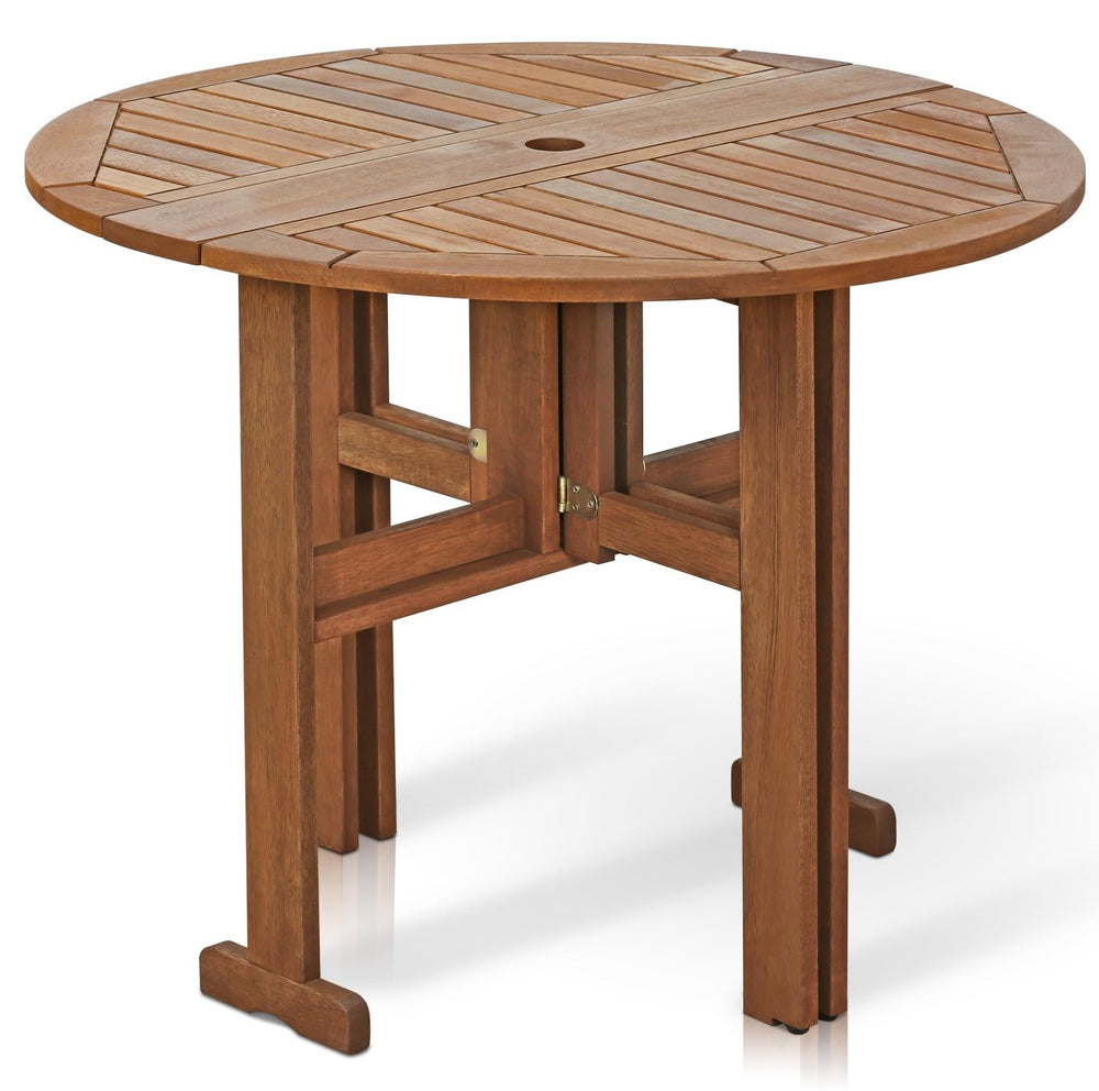 Furinno TIOMAN front view showing natural wood and compact profile benefit