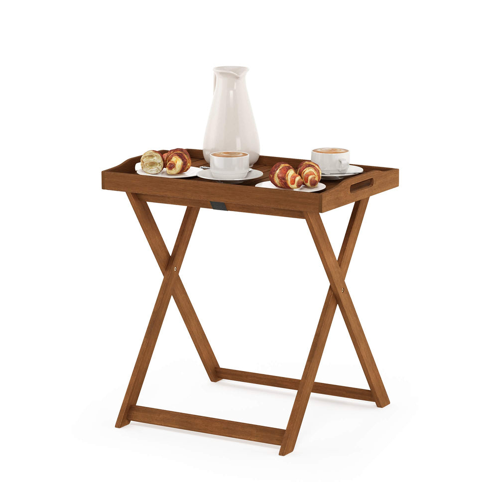 Furinno TIOMAN front view showing tray and stable design for outdoor serving