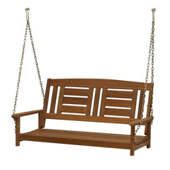 Furinno Tioman front view showing two-seater swing and natural finish
