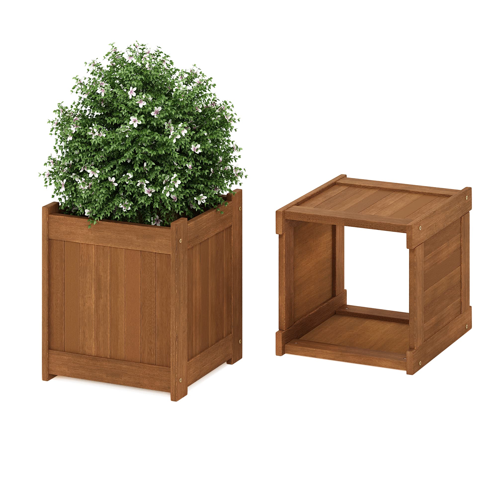 Furinno Tioman planters in use on patio displaying plants and enhancing outdoor style