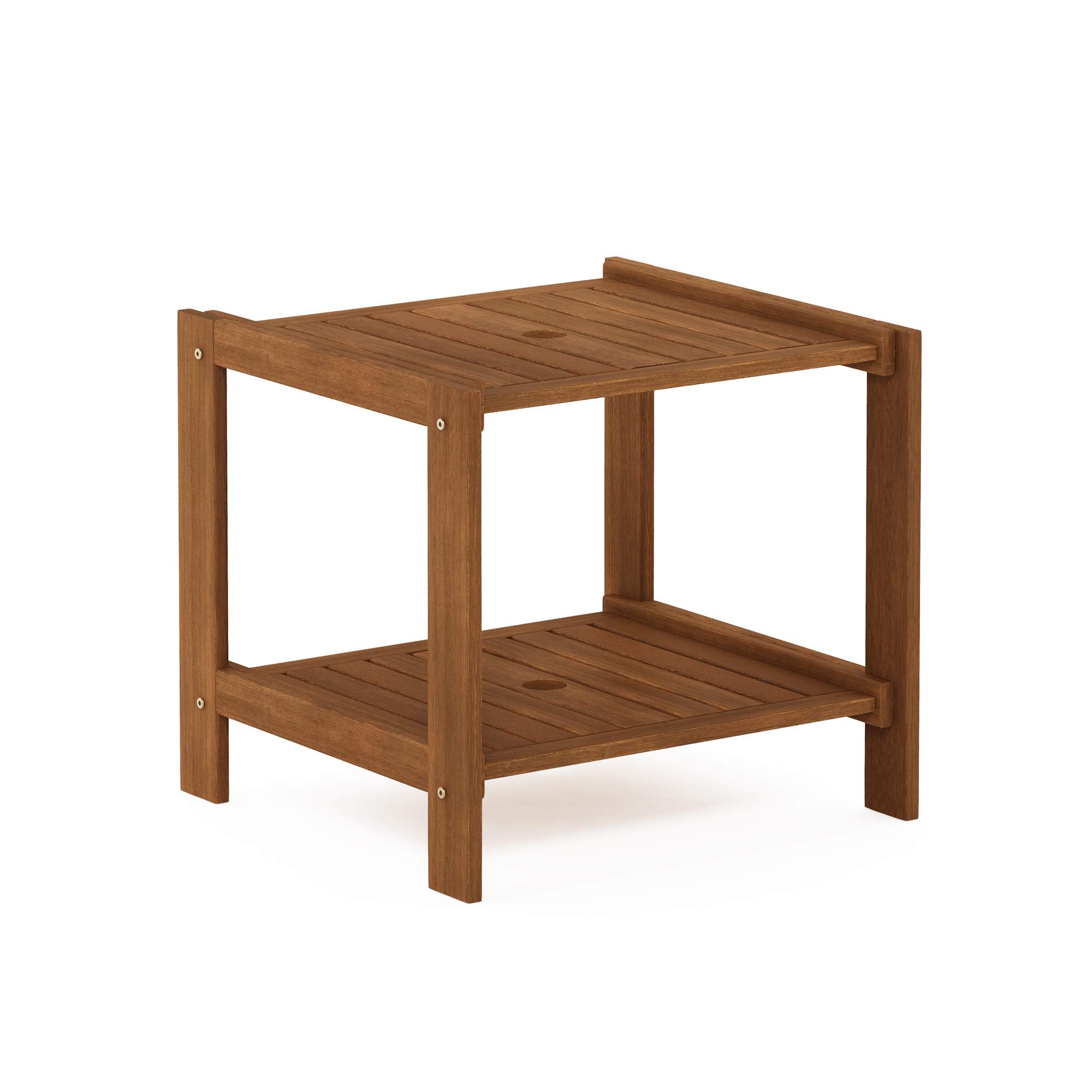 Furinno TIOMAN Mississippi front view showing compact outdoor table and natural finish