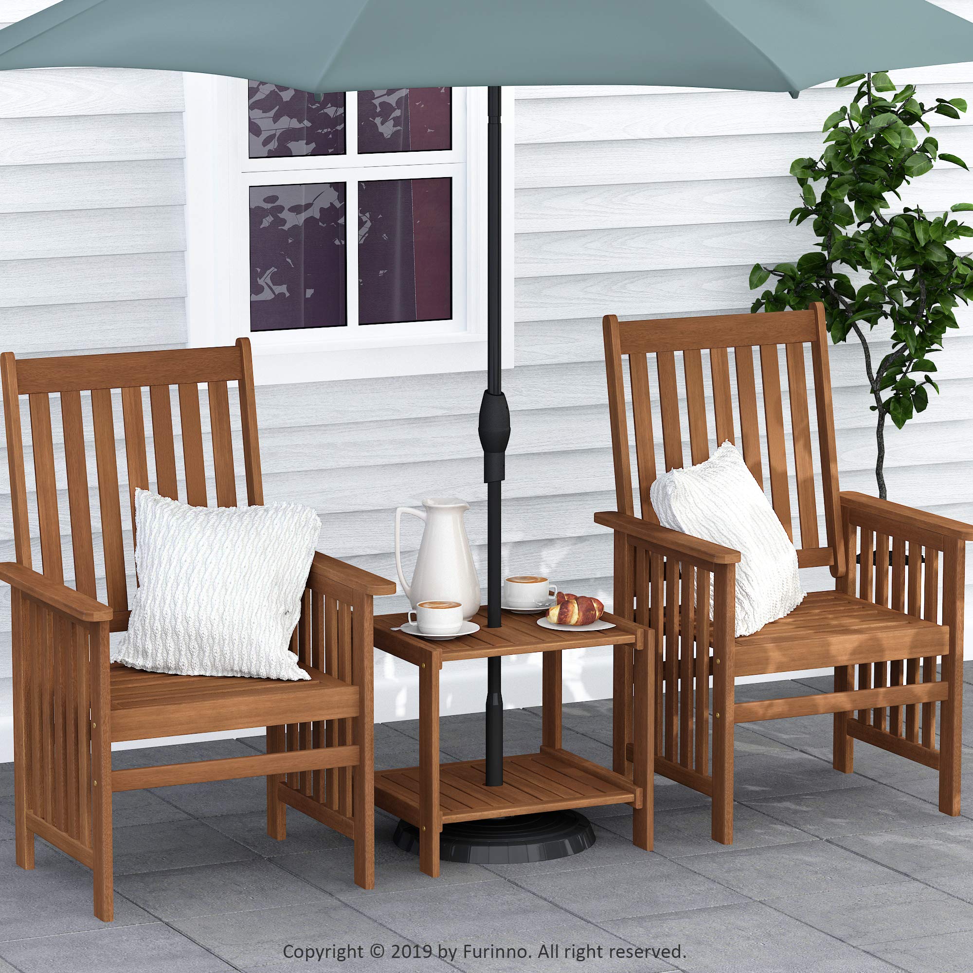 Furinno TIOMAN lifestyle patio scene with drinks showing relaxed outdoor ambiance