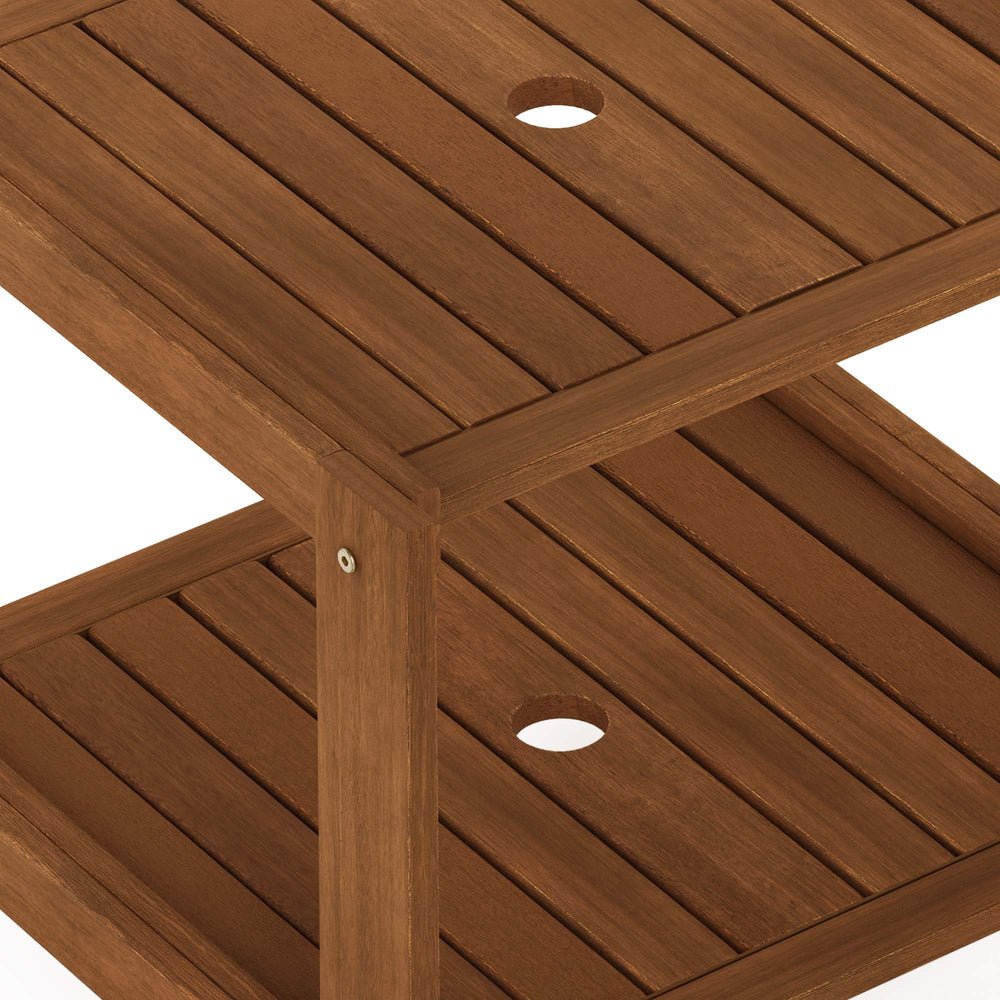 Furinno TIOMAN lower shelf storing books and tray for organized outdoor use