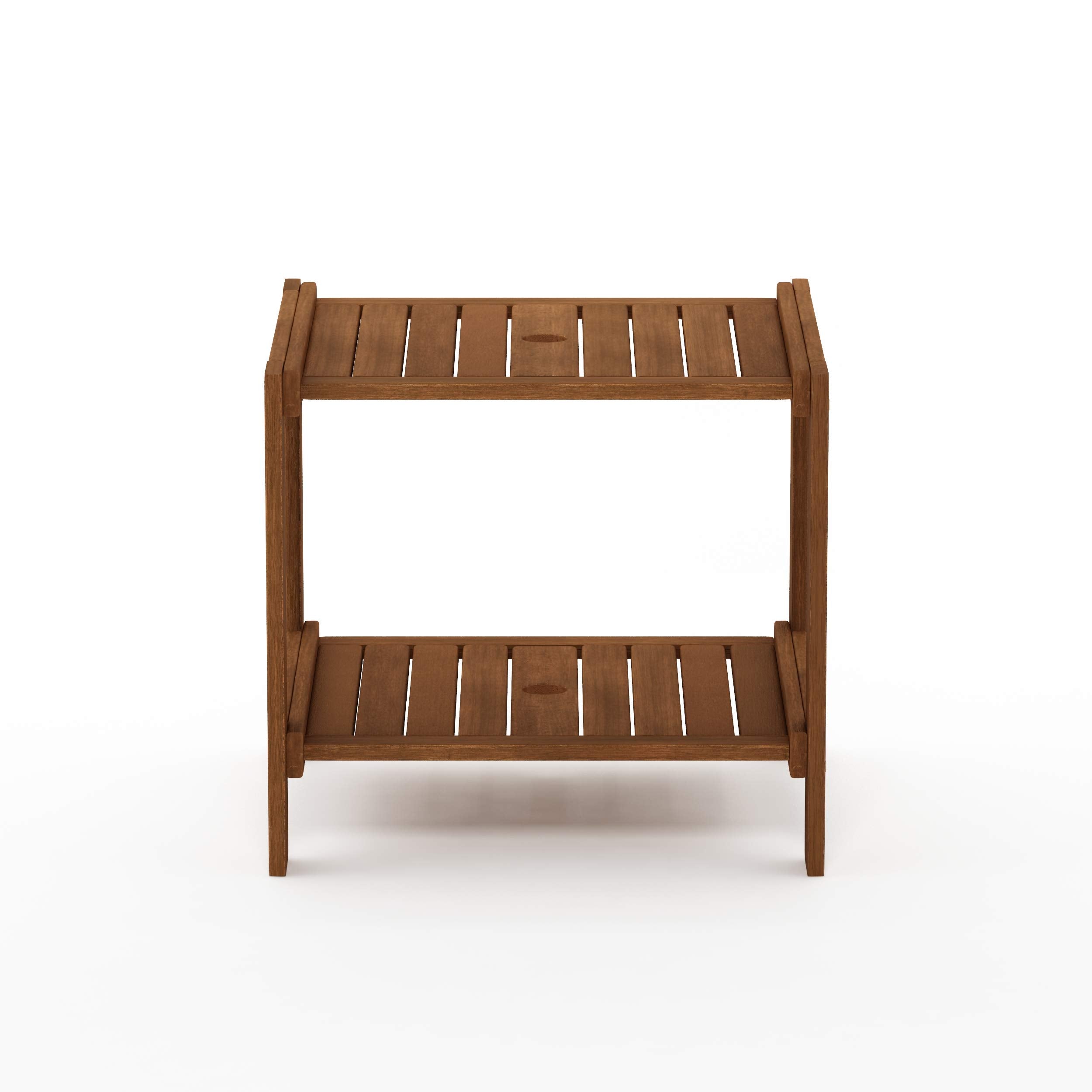 Furinno TIOMAN table with umbrella pole inserted demonstrating centered shade benefit
