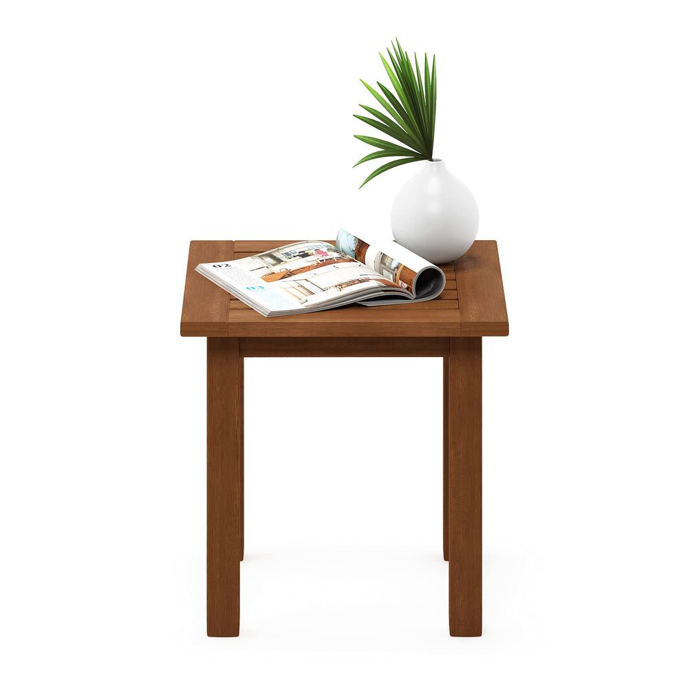 Furinno TIOMAN next to Adirondack chair demonstrating ideal height and reach