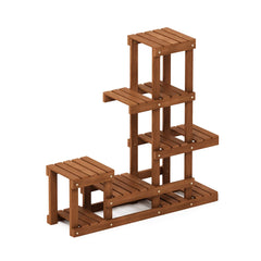 Furinno Tioman side profile highlighting slatted shelves and vertical storage