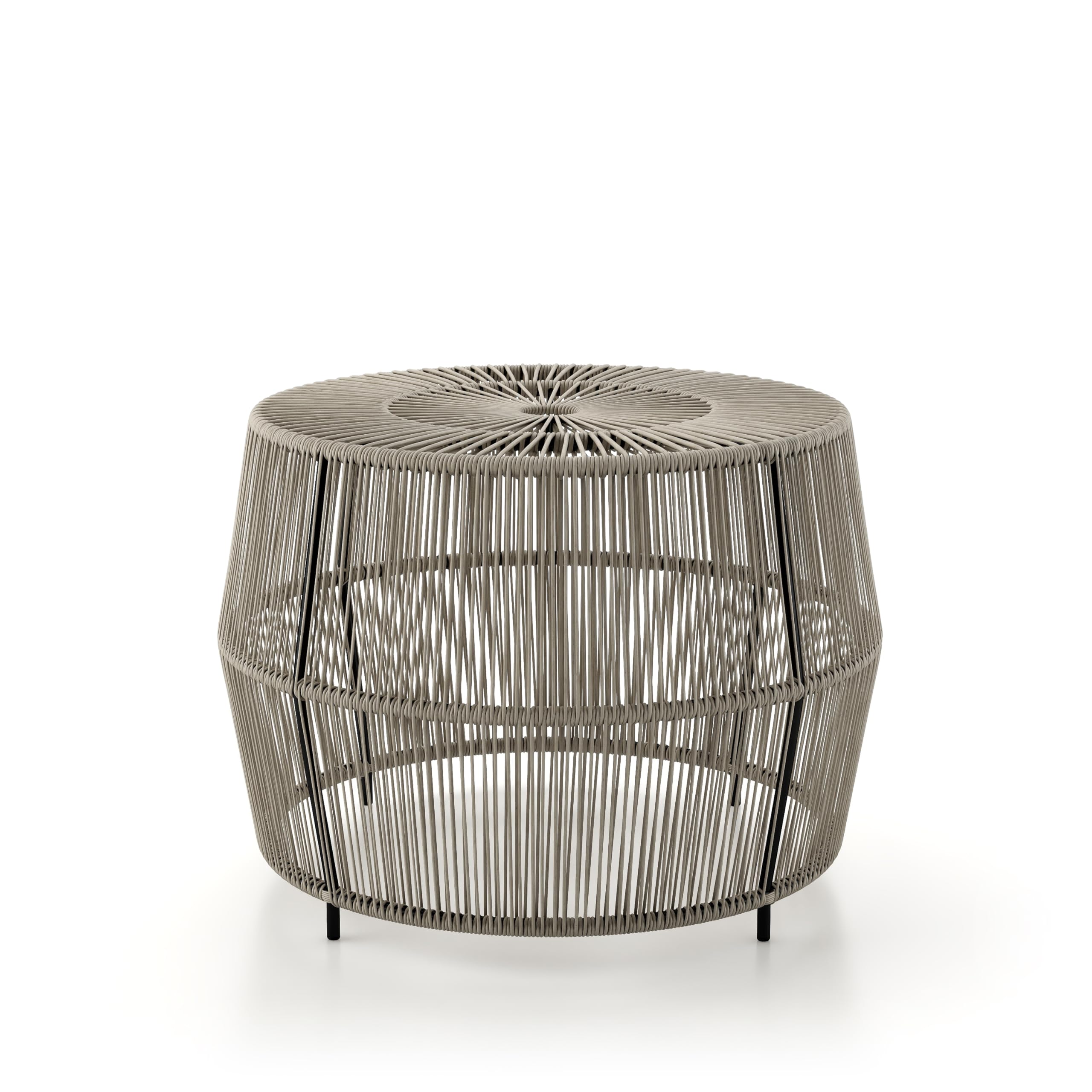 Furniture of America Ysar front view showing round boho rattan table and styling benefit