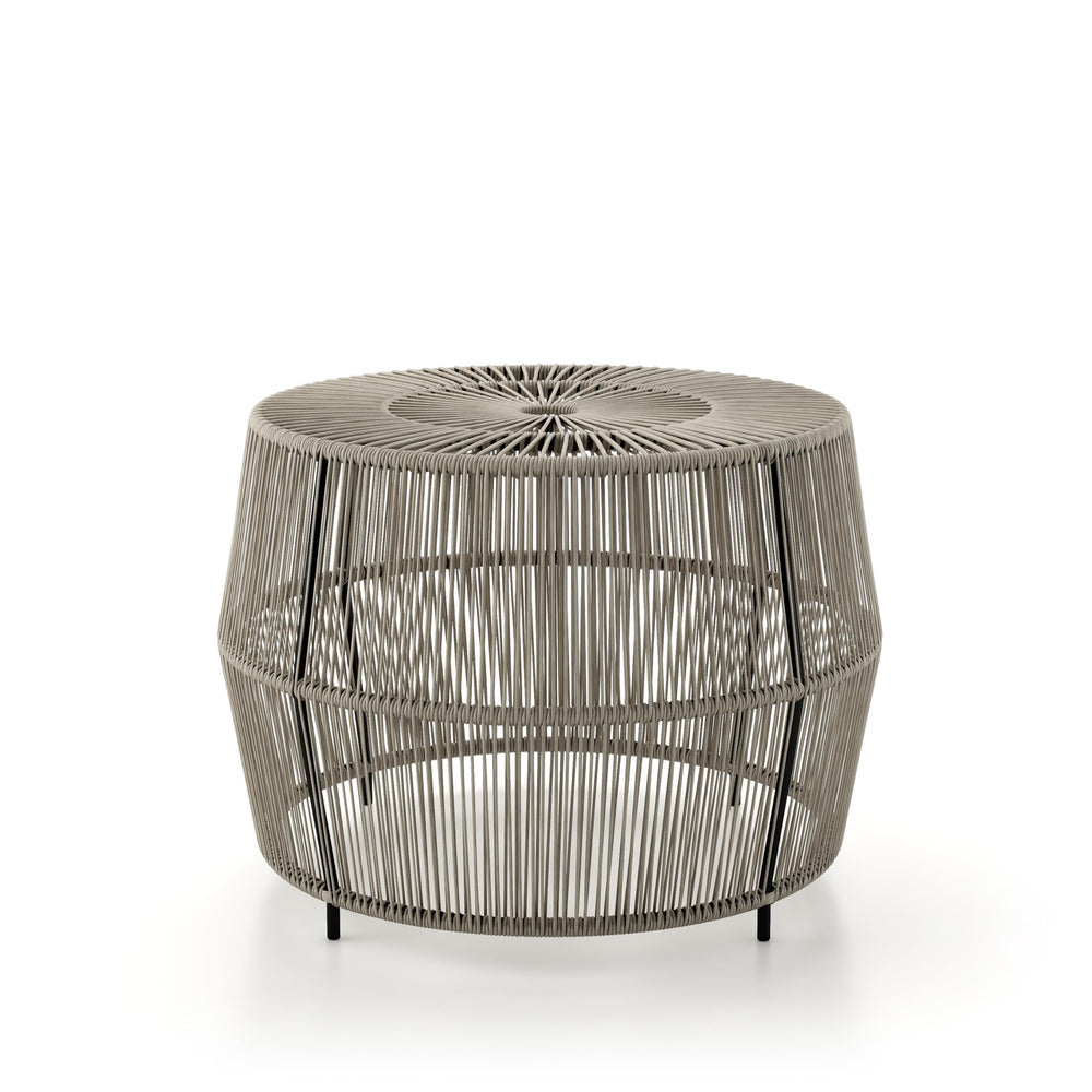 Furniture of America Ysar front view showing round boho rattan table and styling benefit