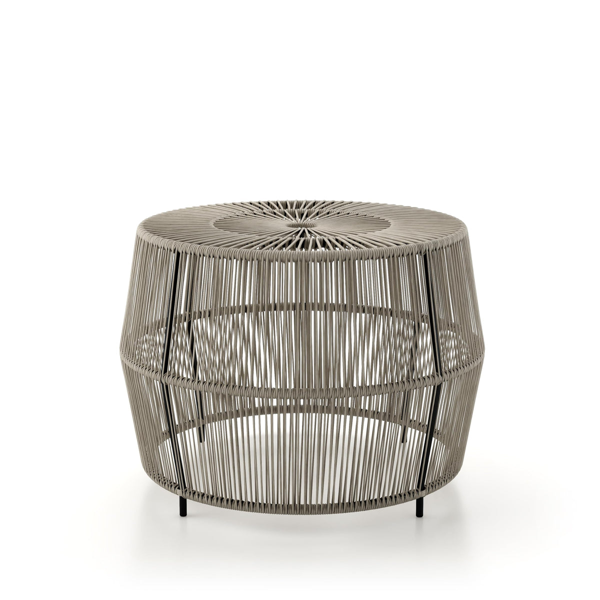 Furniture of America Ysar front view showing round boho rattan table and styling benefit