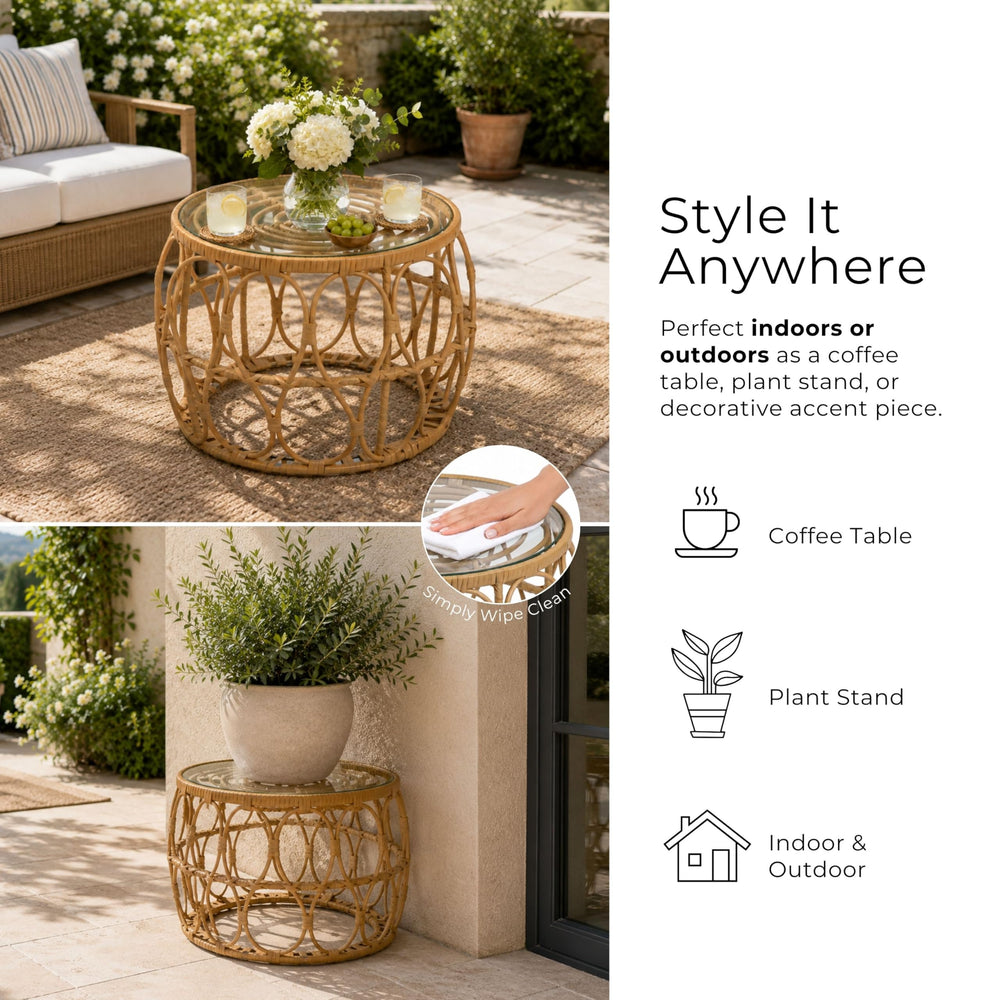 Furniture of America Ysar styled on patio showing relaxed coastal-boho vibe