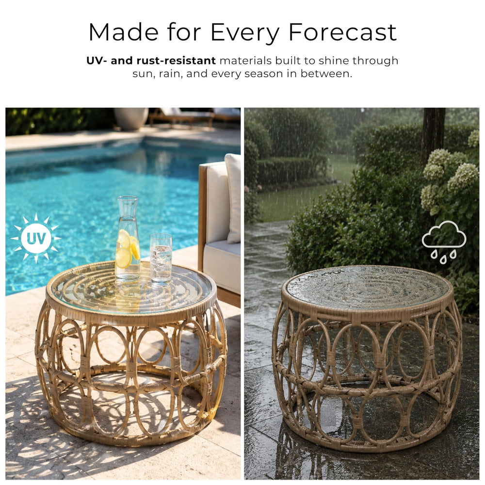 Furniture of America Ysar woven PE wicker detail highlighting weather resistance