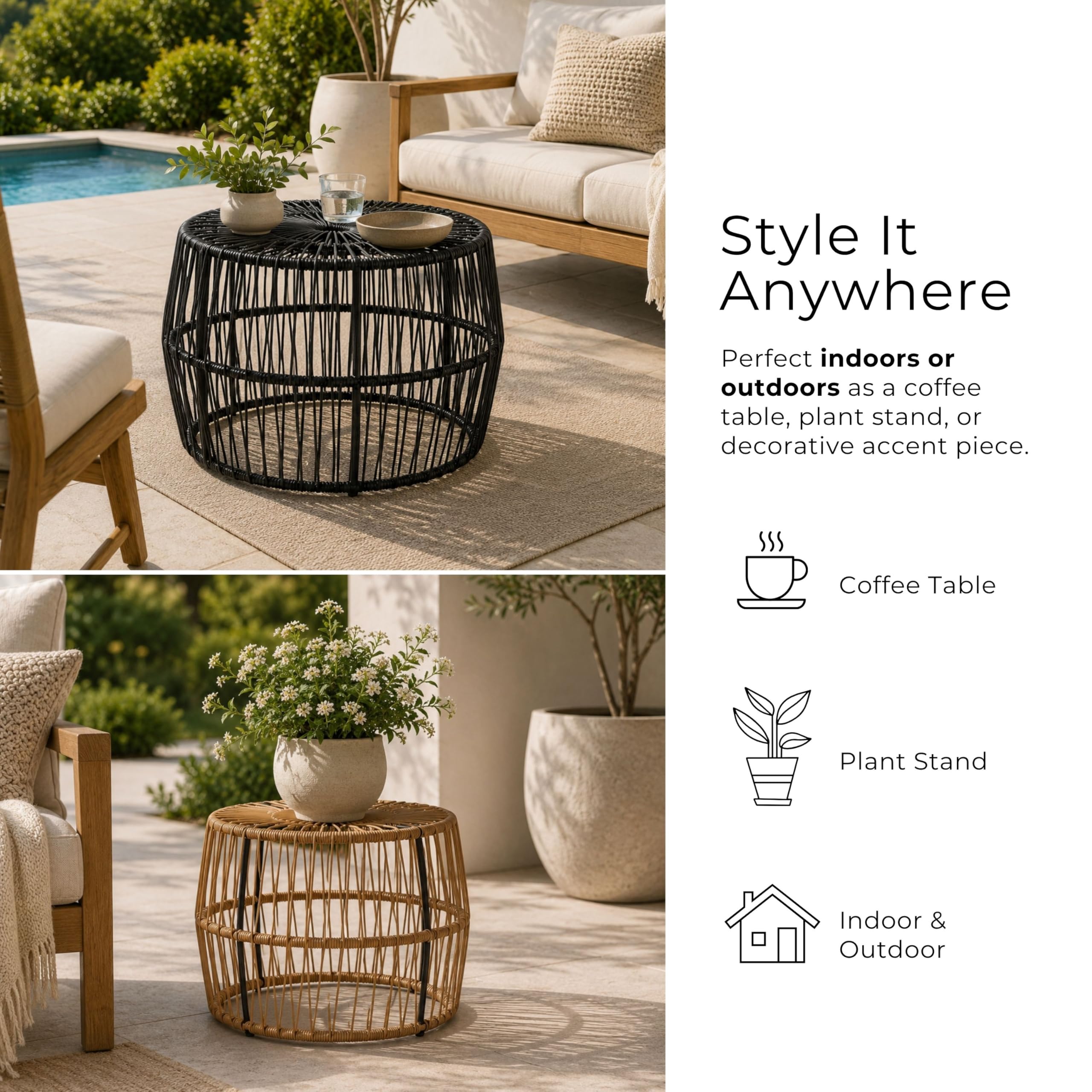 Furniture of America Ysar topped with drinks and decor illustrating usable surface